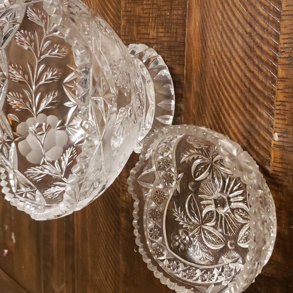 American Brilliant Lead cut crystal bowl  small pressed glass candy dish
